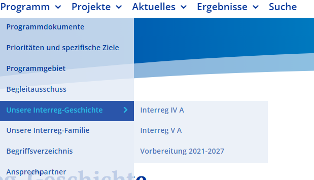 Menü Struktur Unsere Interreg Geschichte DE